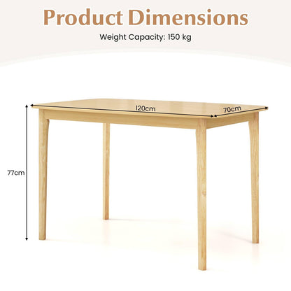 GiantexUK Dining Table, 120 x 70CM Rubber Wood Kitchen Table with Non-Slip Foot Pads & 150KG Load Capacity