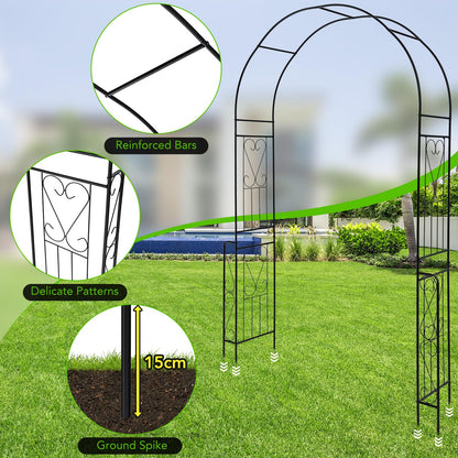 GiantexUK 2.4M Metal Garden Arch, Heavy Duty Pergola Trellis Arbour