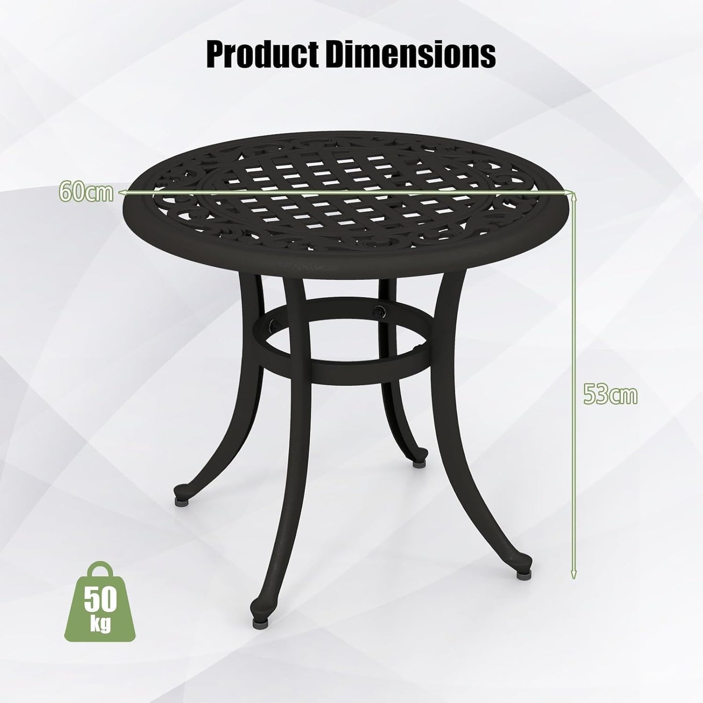 GiantexUK Outdoor Garden Dining Table, Cast Aluminum Round Table with Adjustable Foot Pads