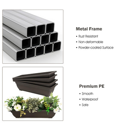 GiantexUK Raised Garden Bed, 4 Tier Vertical Ladder Planter with Removable Trays and Drainage Holes