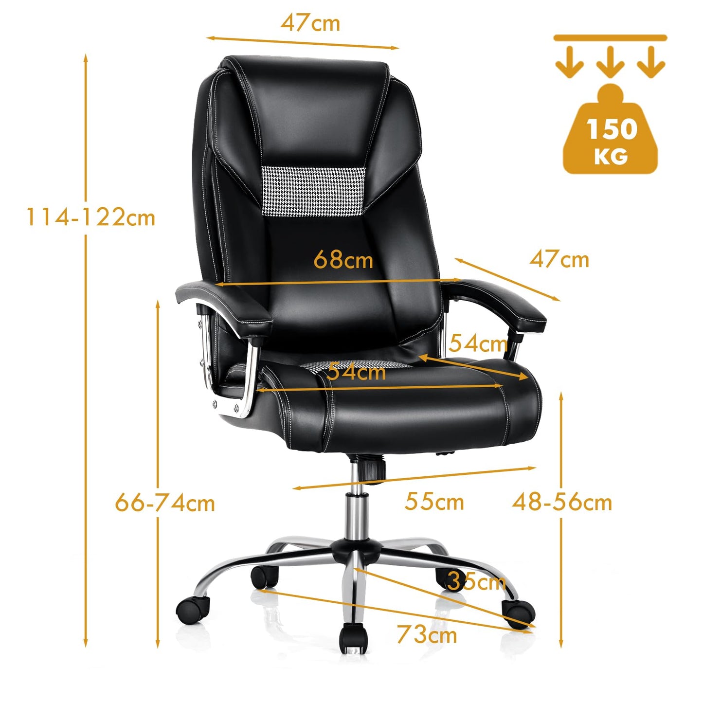 Executive Office Chair, Height Adjustable Swivel Computer Desk Chair with Rocking Function