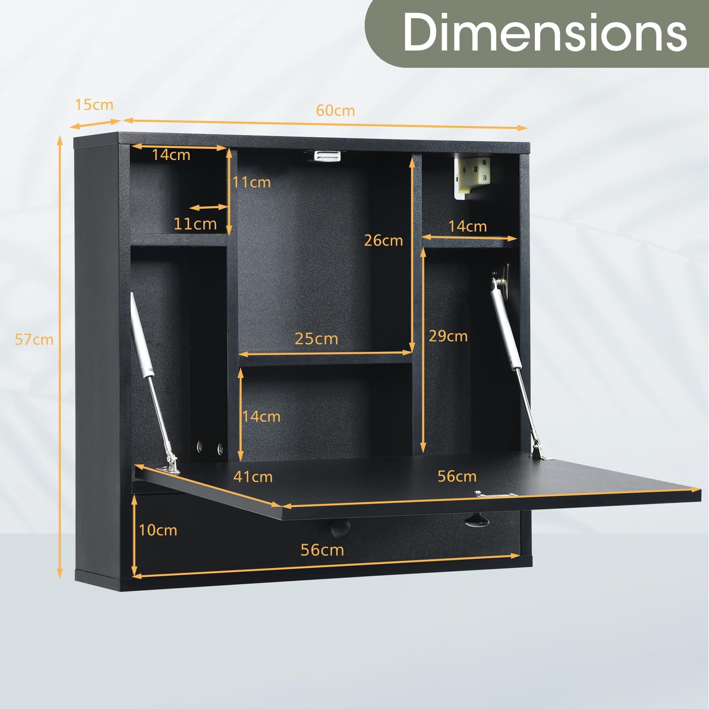 Wall-Mounted Drop-Leaf Table, Space Saving Laptop Computer Desk Workstation, Folding Hanging Table