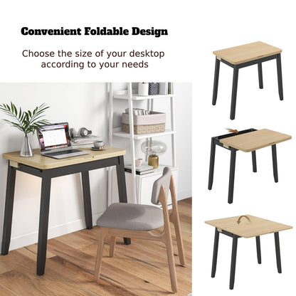 GiantexUK Dining Table, Rectangle Kitchen Table with Foldable Tabletop