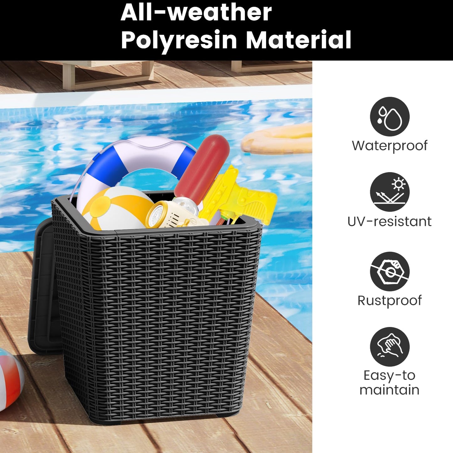 GiantexUK Garden Storage Box, Waterproof Deck Boxes with Removable Sit-on Lid