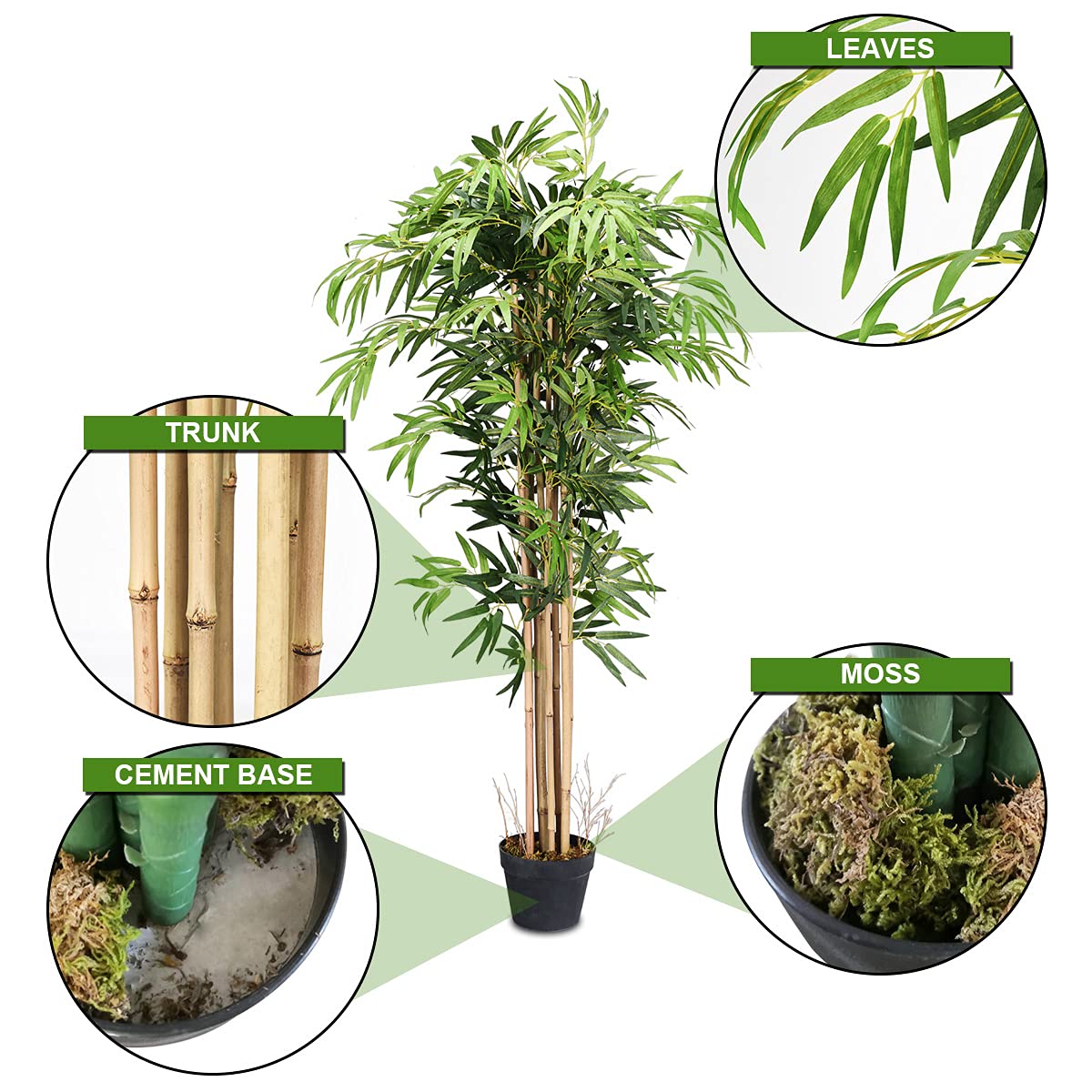 GiantexUK Artificial Plant Tree, Fake Decorative Trees with Plastic Pot and Leaves (Artificial Bamboo)