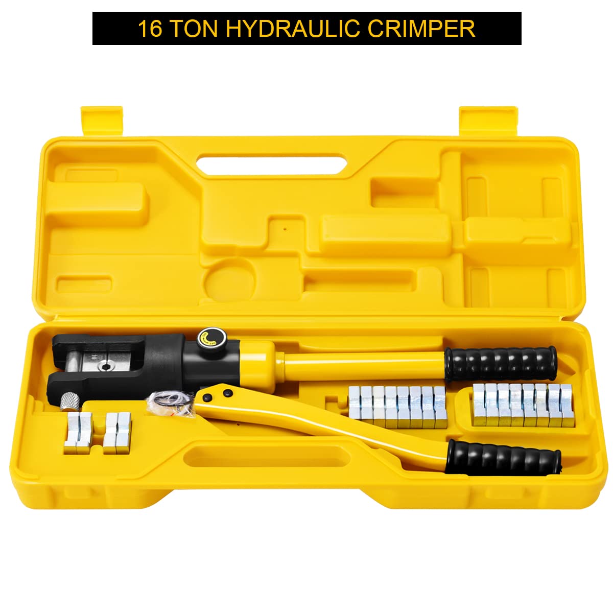 GiantexUK 16 Tons 11 Dies Hydraulic Crimper, Hydraulic Crimping Tool with Carry Case, 16-300 mm² Electric Battery Cable Wire Lug Terminal Crimping Tool Set