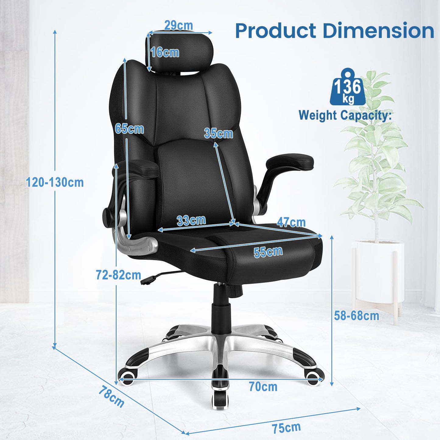 Massage Office Chair, 300LBS Ergonomic Swivel Computer Desk Chair with Adjustable Headrest