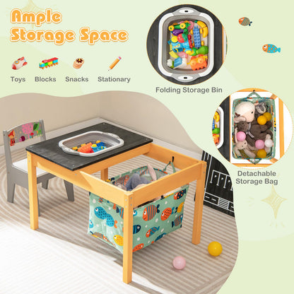 Sand and Water Table, Wooden Sensory Tables with Detachable Storage Bag, Foldable Bin, Multifunction Activity Game Table for Kids