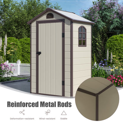 Outdoor Garden Storage Shed, 4.5 x 3.5 ft Weather Resistant Tool Storage House with Lockable Door