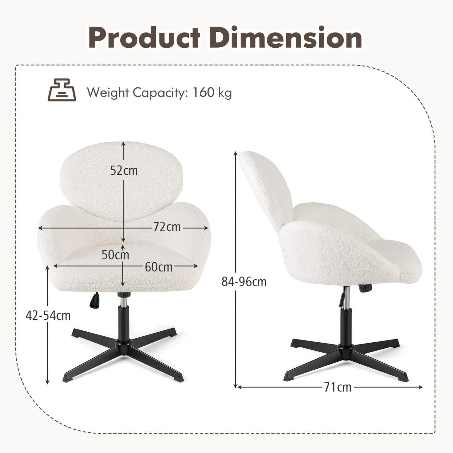 Home Office Chair, Height Adjustable Swivel Computer Desk Chair with Rocking Function