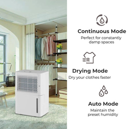 GiantexUK 12L/Day Dehumidifier, Low Energy Dehumidifier with 3 Model, Digital Display, Drain Hose