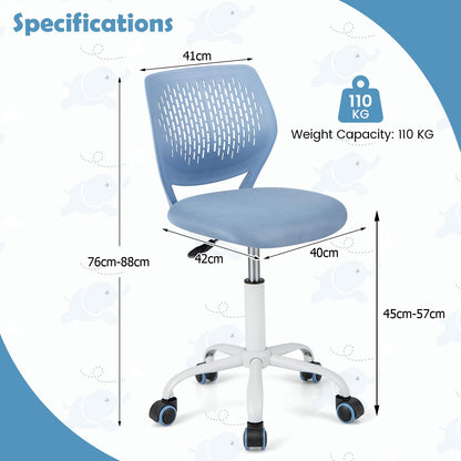 Kids Desk Chair, Height Adjustable Swivel Computer Chair with PU Casters & Gas Lift