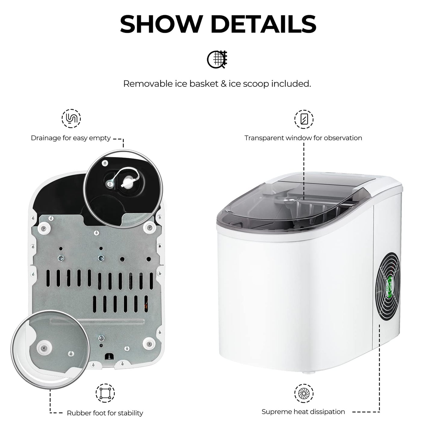 GiantexUK Electric Ice Maker, 12KG/24H Ice Cube Making Machine Ice Scoop and Basket