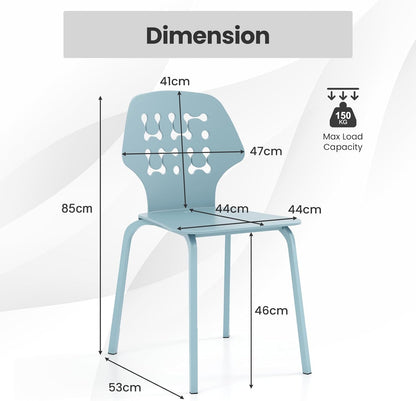 GiantexUK Dining Chairs Set of 4, Kitchen Chairs with Hollowed Backrest, Metal Legs & Anti-Slip Foot Pads