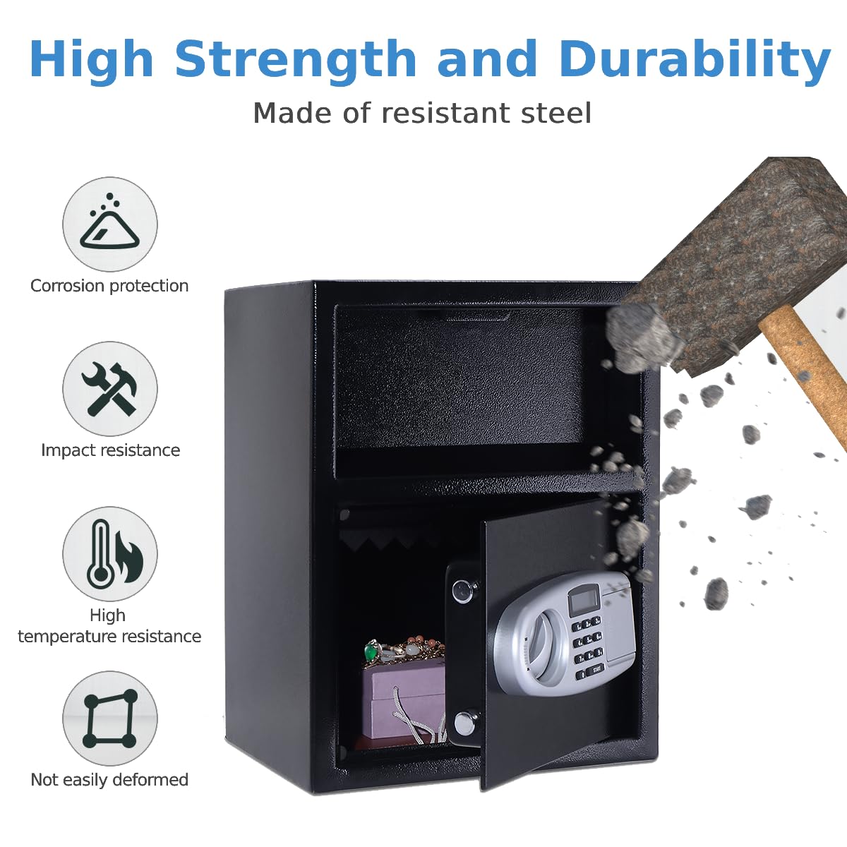 GiantexUK Electronic Security Safe, Digital Keypad Safe Box with Deposit Slot & 2 Keys