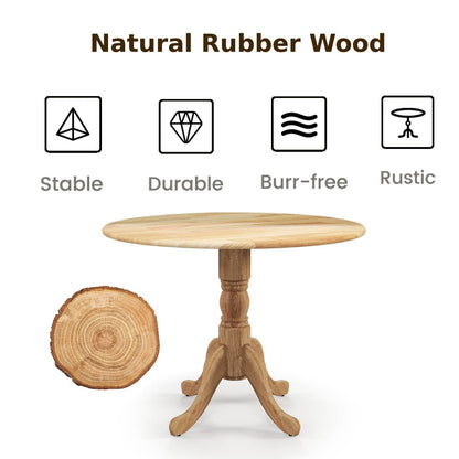 GiantexUK Round Dining Table, 100CM Rubber Wood Kitchen Table with Large Tabletop