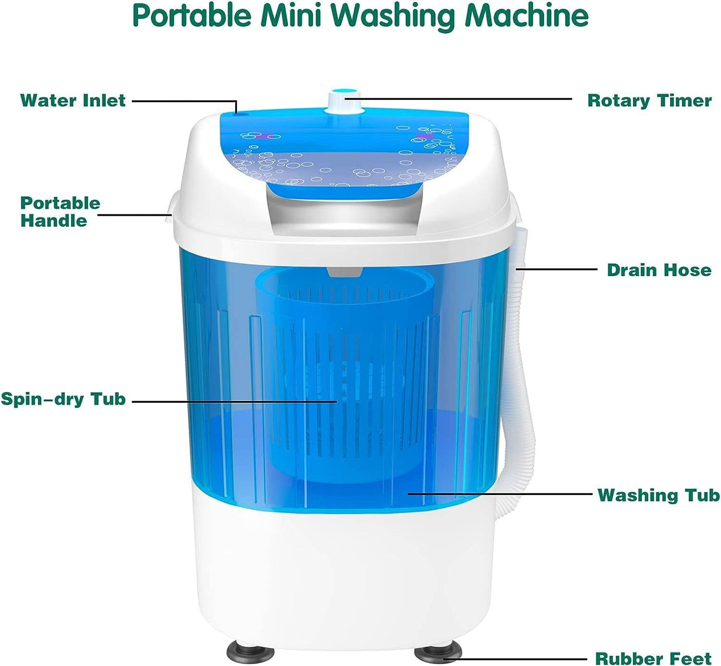 GiantexUK 2-in-1 Mini Washing Machine, Single Tub Washer and Spin Dryer with Timing Function