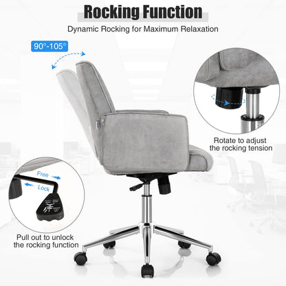 Faux Leather Office Chair, Ergonomic Swivel Computer Desk Chair Tufted Leisure Accent Armchair