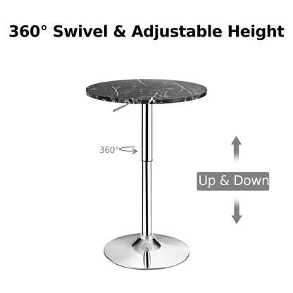 GiantexUK Round Bar Table, Adjustable Height Coffee Table with Non-slip Rubber Ring