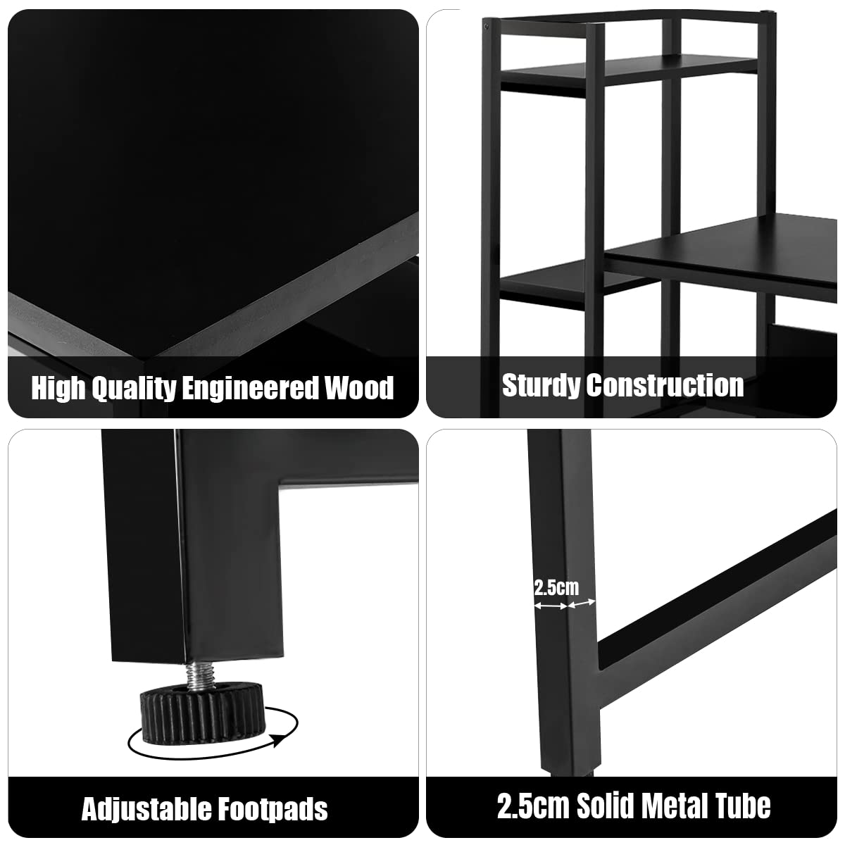 Computer Desk, 2-in-1 Workstation PC Laptop Table with Storage Bookshelf, 150 x 60 x 120cm