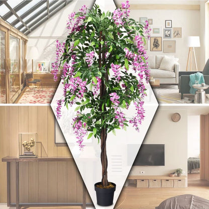 GiantexUK Artificial Tree, 180CM Fake Ficus Plant with Nursery Plastic Pot