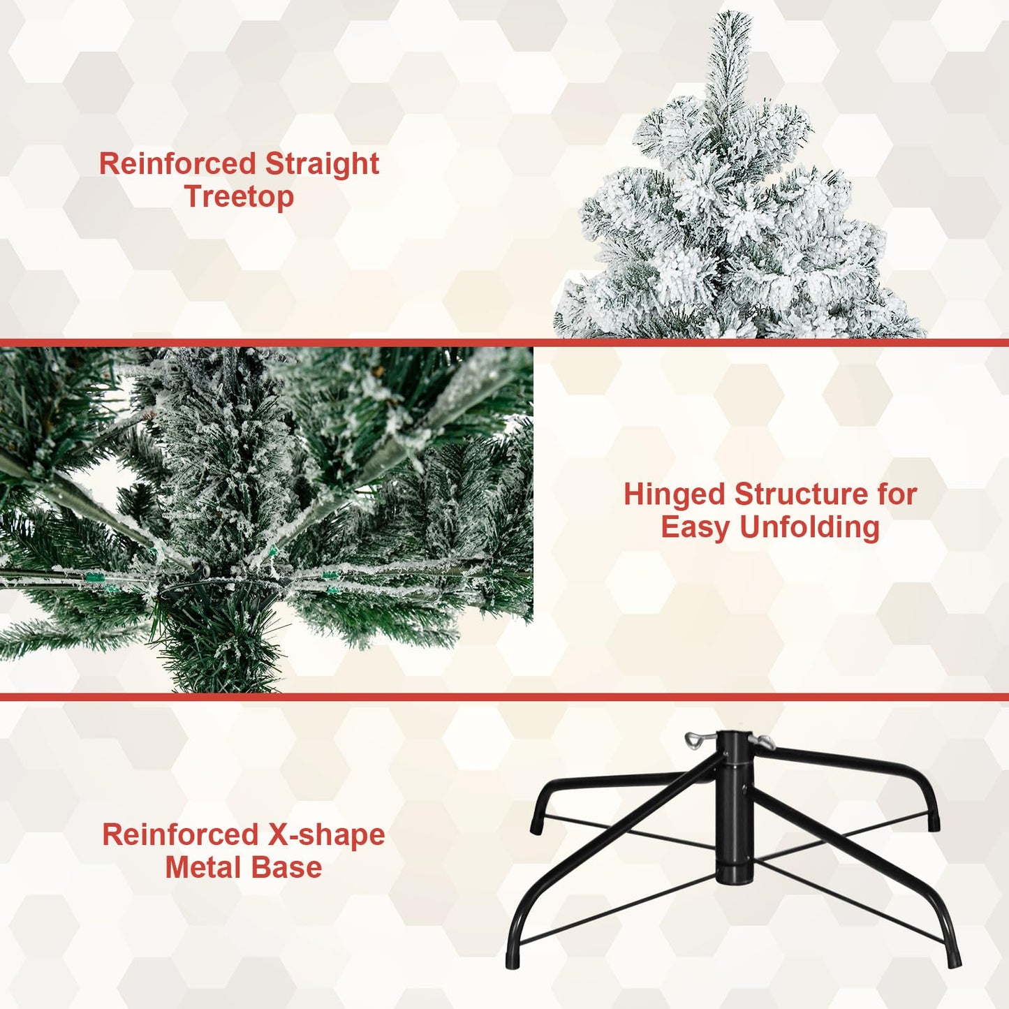 6FT/7.5FT Christmas Tree, Full-bodied Artificial Tree with Metal Stand