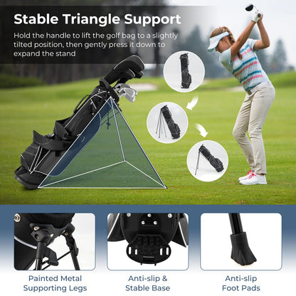 Golf Stand Bag, Lightweight Golf Cart Bags with 4 Way Dividers, Adjustable Dual Straps and 4 Pockets, Easy Carry