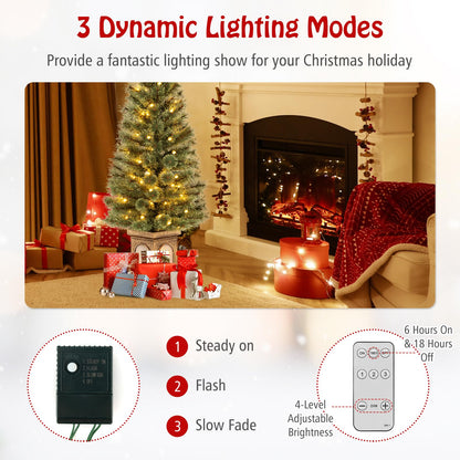 4 FT Artificial Christmas Tree, Xmas Entrance Tree with 100 LED Lights