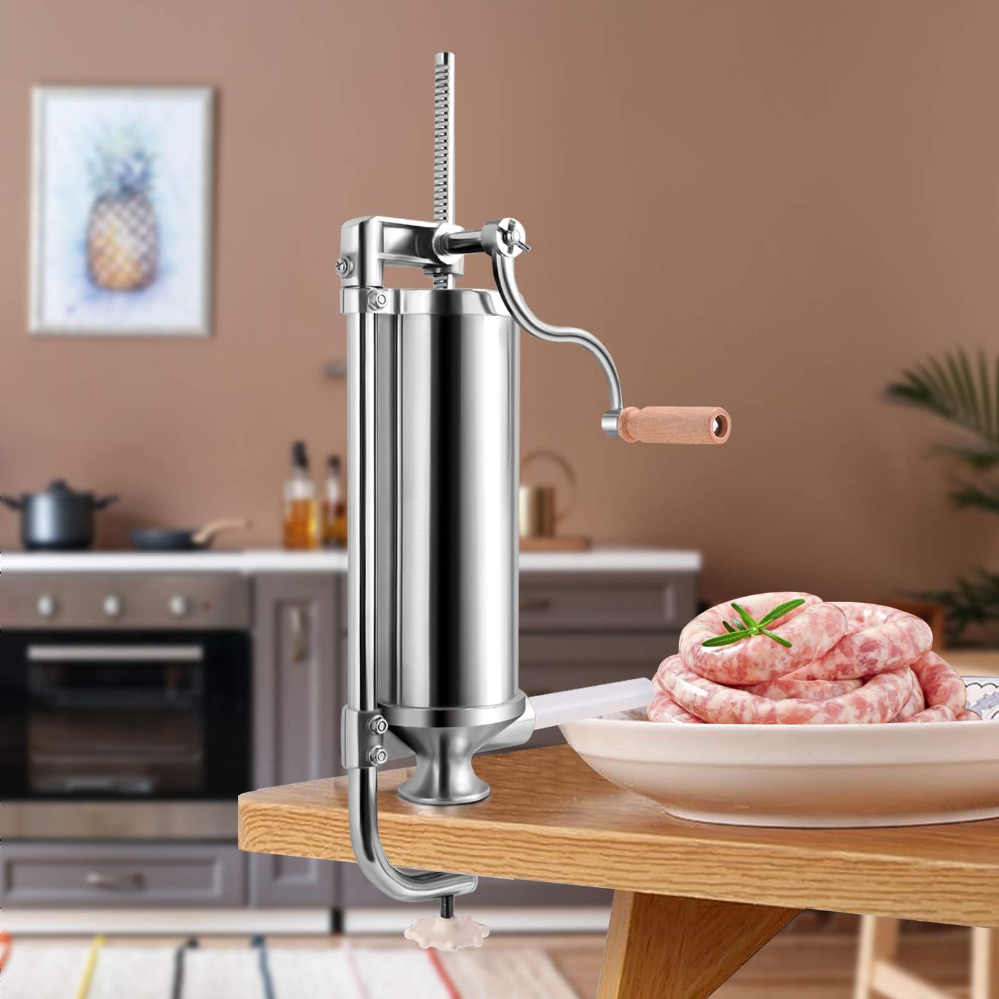 GiantexUK 3L Stainless Steel Sausage Stuffer, Vertical Homemade Sausage Maker(3L/5LBS)