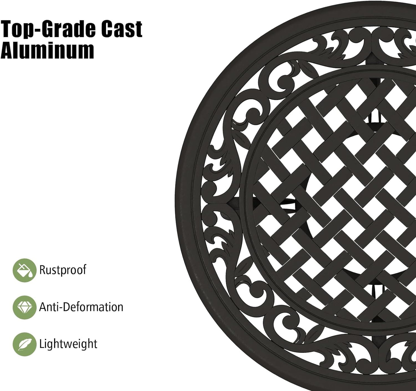 GiantexUK Outdoor Garden Dining Table, Cast Aluminum Round Table with Adjustable Foot Pads