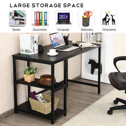 Computer Desk, Industrial Writing Workstation PC Laptop Table with 2-Tier Storage Shelves