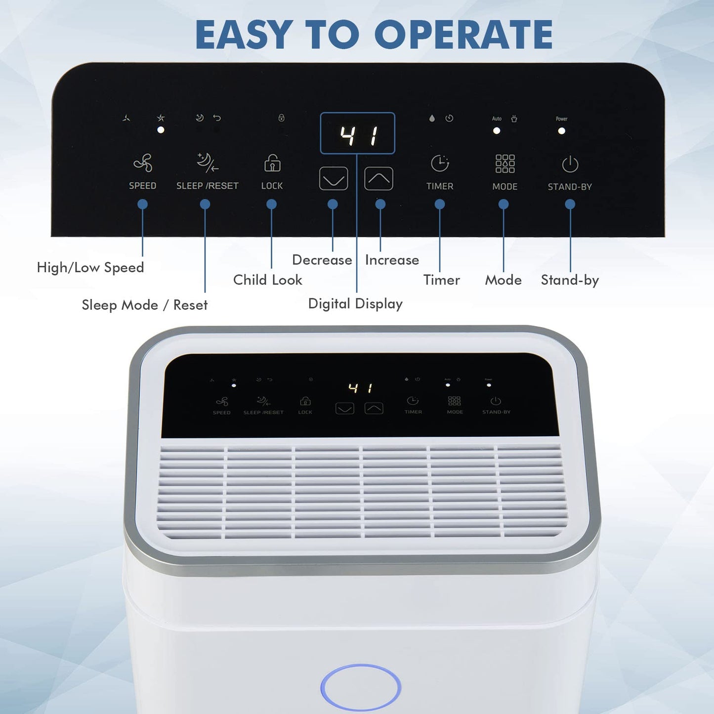 GiantexUK 20 Per Day Portable Dehumidifier, 3 Modes Air Dehumidifier with Digital Humidity Display, 24H Timer and Auto-Off