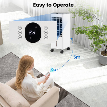 GiantexUK Evaporative Air Cooler, 60W Mobile Cooling Fan Humidifier with 3 Modes, 3 Fan Speed, Oscillation