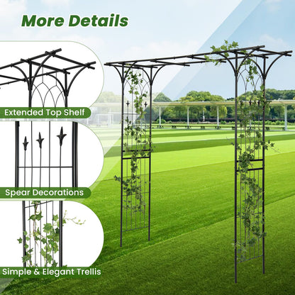 GiantexUK Metal Garden Arch, Heavy Duty Trellis Pergola Arbour