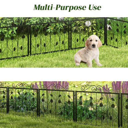 GiantexUK Decorative Garden Fence, 8 Pack 60 x 464cm Rustproof Galvanized Metal Wire Fencing Panels