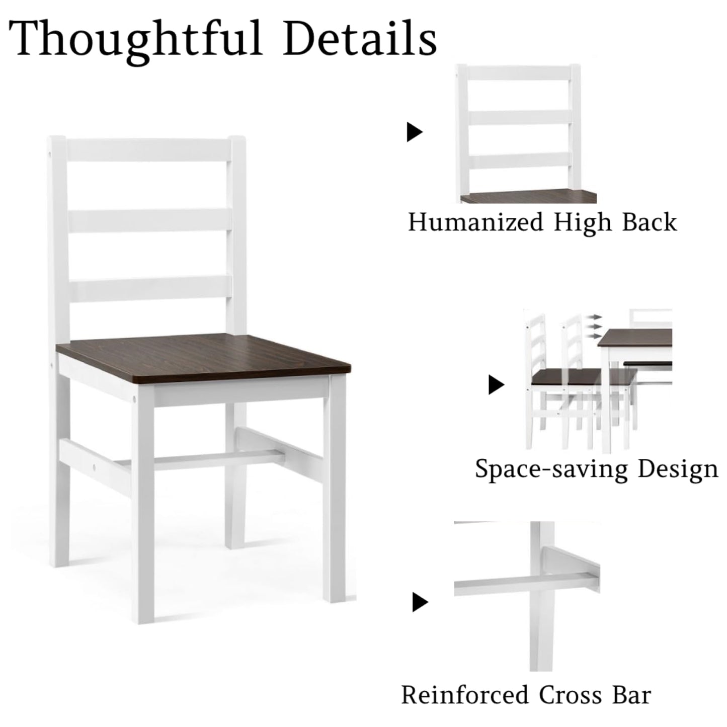 GiantexUK 5 PCS Dining Table and Chairs Set, Rectangular Kitchen Table Set with Pine Wood Legs & High Back