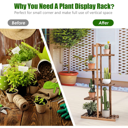 5-Tier Plant Stand, 6 Potted Flower Rack High Low Display Shelf (5 Tiers, without Fence)