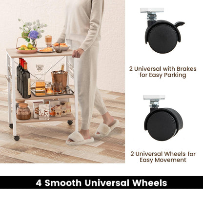 GiantexUK Kitchen Baker's Rack, 3 Tier Serving Cart Microwave Stand with Shelves, Lockable Wheels, 2 Adjustable Shelves