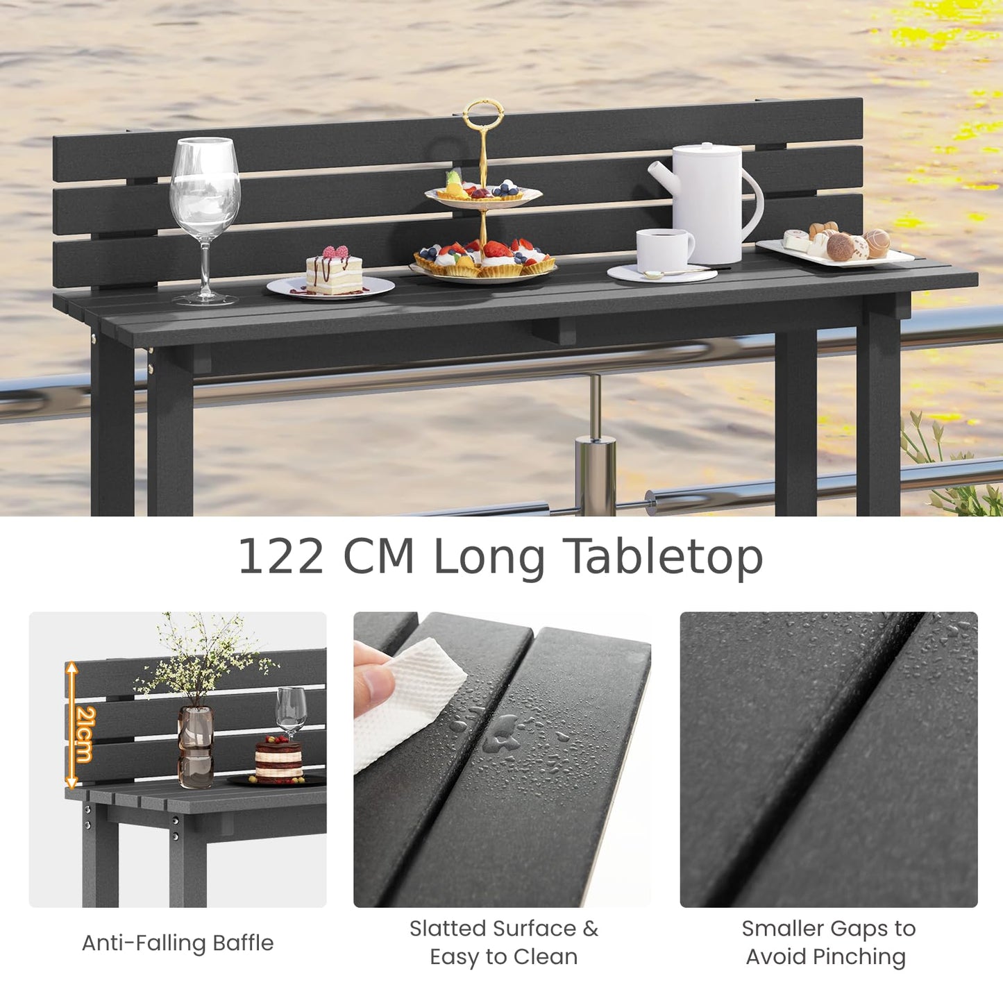 GiantexUK Outdoor Bar Table, Pub Dining High Table with Storage Shelf