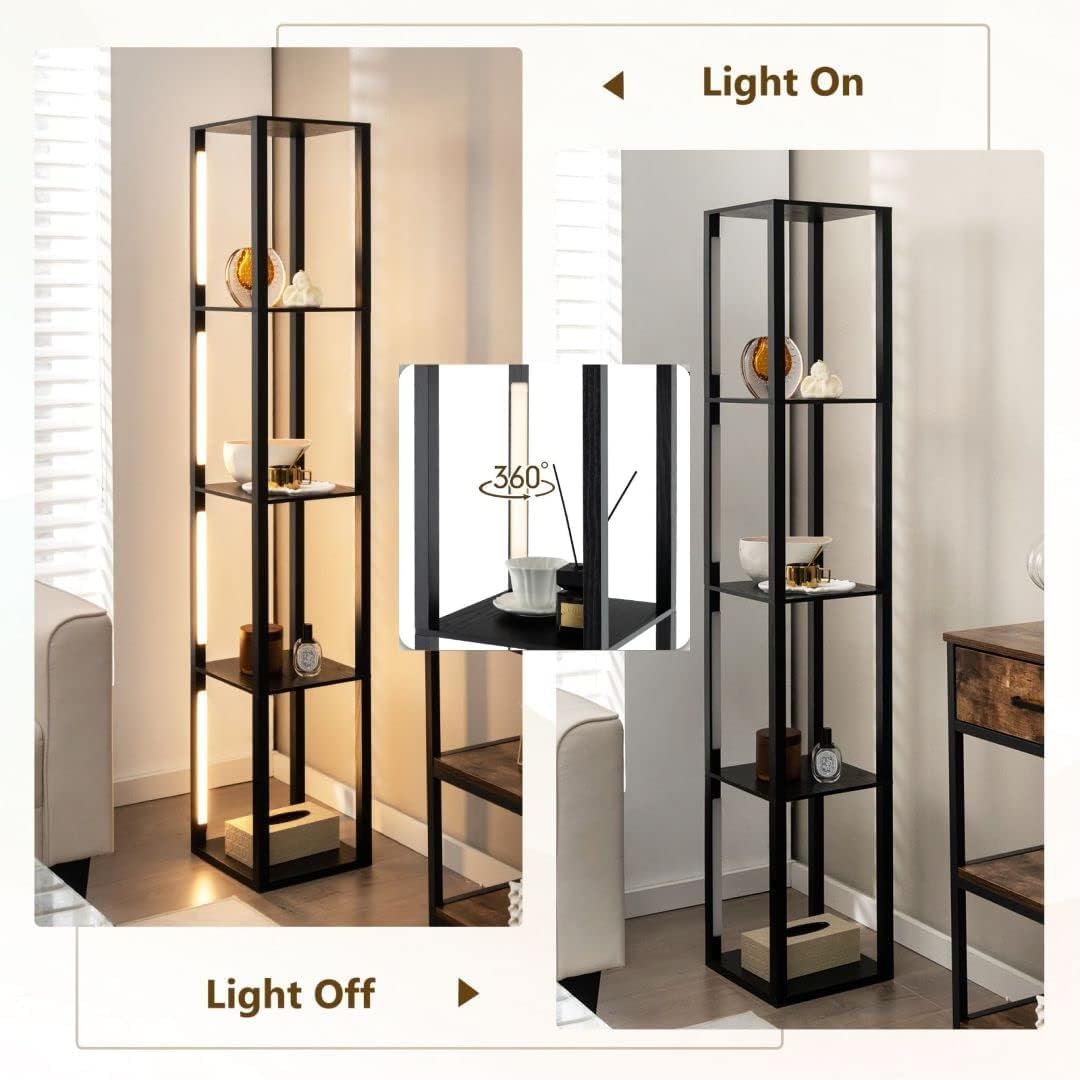 GiantexUK Floor Lamp with Shelves, 4-Tier Standing Light with Rotatable Poles