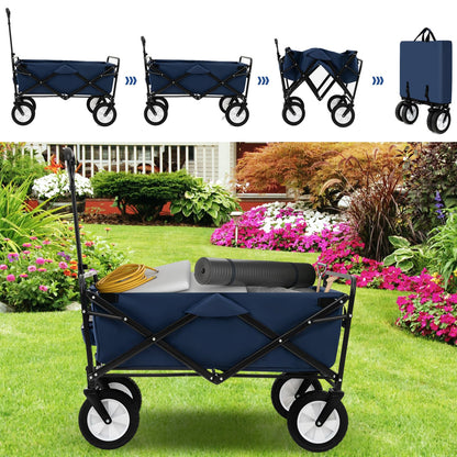 GiantexUK Folding Trolley Cart, Garden Wagon Trailer with Adjustable Handle