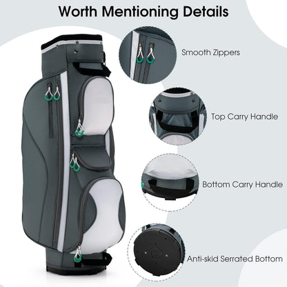 Golf Cart Bag with 14 Way Dividers, 7 Pockets, Rain Hood and Shoulder Strap