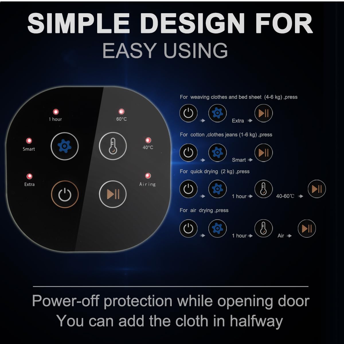 6KG Vented Tumble Dryer, 1700W Compact Tumble Dryers with 3 Heat Settings/Modes