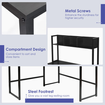 L-Shaped Computer Desk, Industrial Large 2-Person Corner Writing Workstation PC Laptop Table