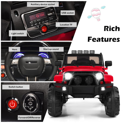 Kids Ride on Car, 12V Battery Powered Electric Truck with 2.4G Remote Control, LED Lights