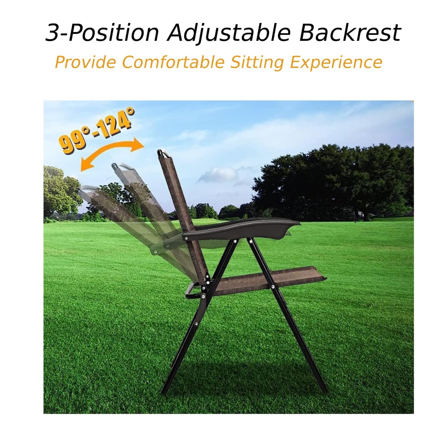 GiantexUK 4PCS Folding Patio Chairs, Metal Frame Garden Chairs with High Backrest