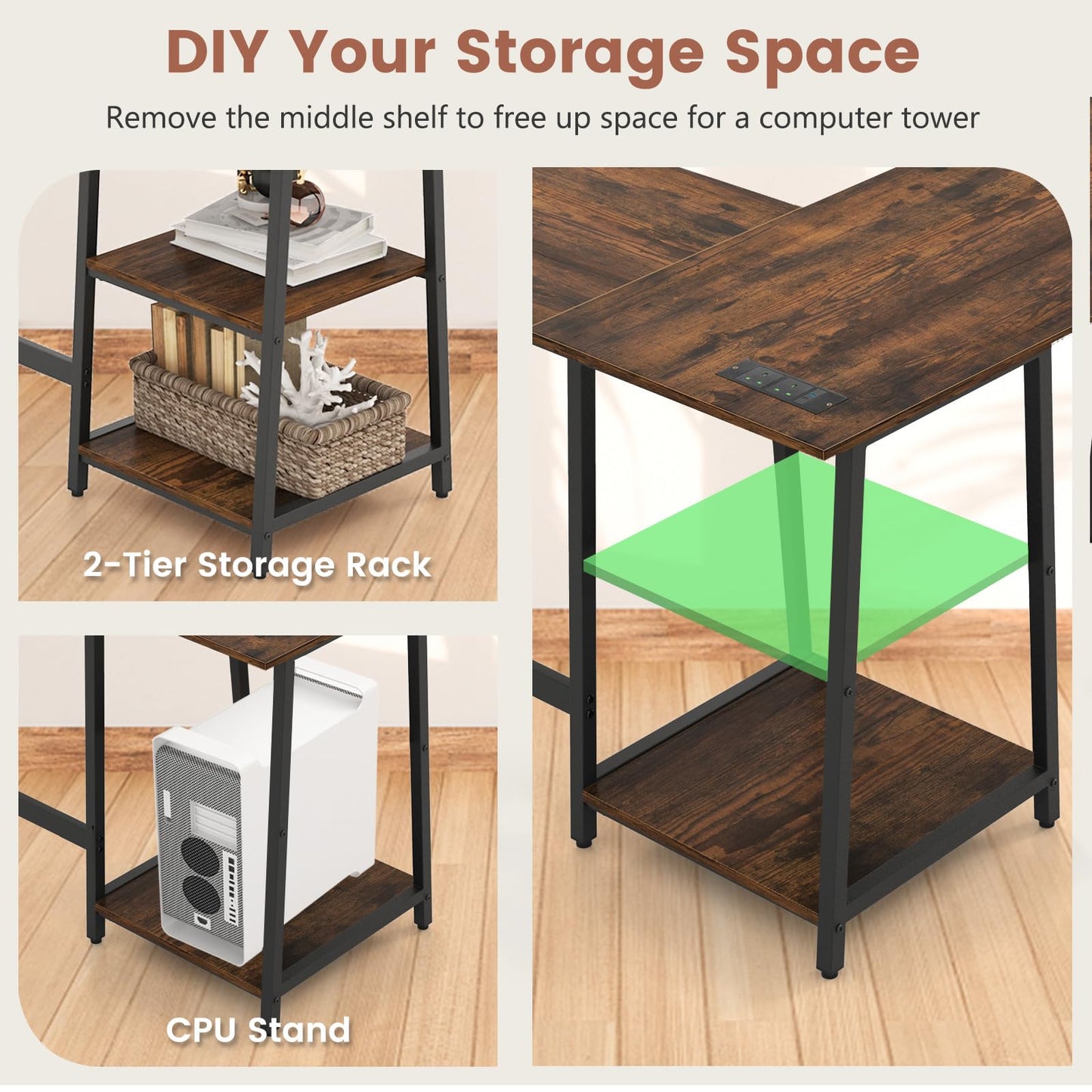 120cm L-Shaped Computer Desk, Large Desktop 2-Person Corner Writing Workstation