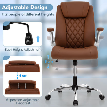 PU Leather Office Chair, Height Adjustable Executive Chair with Rocking Function