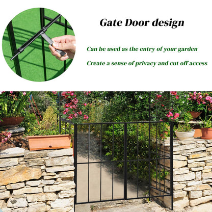 GiantexUK Metal Garden Arch with Gate, Heavy Duty Trellis Pergola Arbour with 4 Ground Stakes, 110 x 35 x 230cm