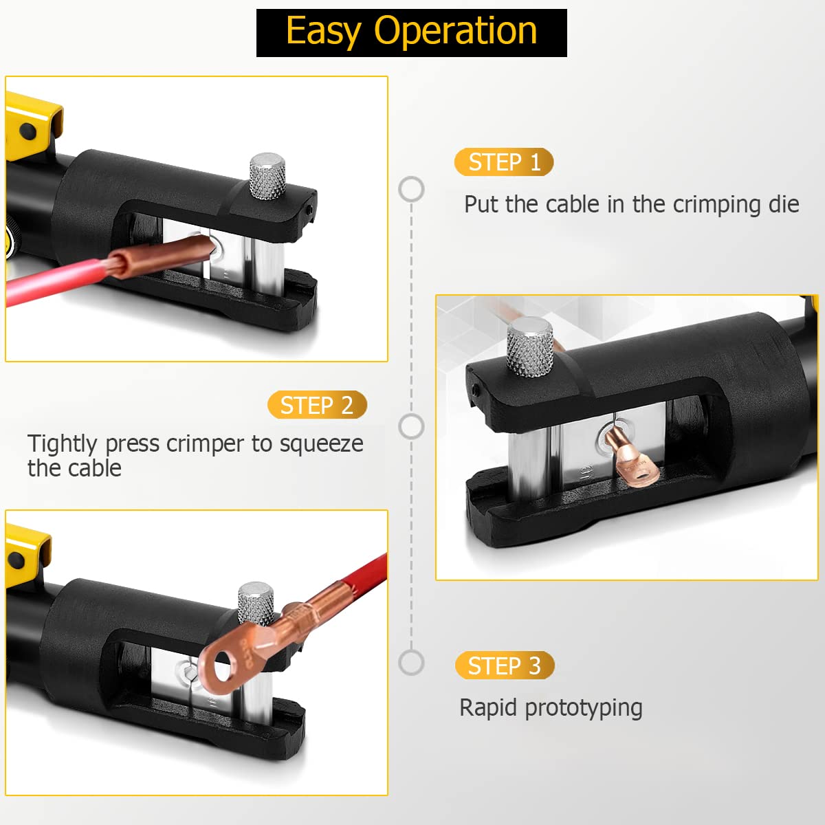 GiantexUK 16 Tons 11 Dies Hydraulic Crimper, Hydraulic Crimping Tool with Carry Case, 16-300 mm² Electric Battery Cable Wire Lug Terminal Crimping Tool Set